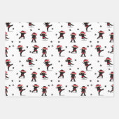 Niedliches Ninja Warrior Kids Black & Red Pattern Geschenkpapier Set (Vorderseite 3)