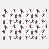 Niedliches Ninja Warrior Kids Black & Red Pattern Geschenkpapier Set (Vorderseite 2)