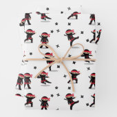 Niedliches Ninja Warrior Kids Black & Red Pattern Geschenkpapier Set (Beispiel)
