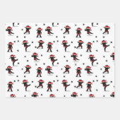 Niedliches Ninja Warrior Kids Black & Red Pattern Geschenkpapier Set (Vorderseite)