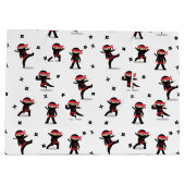 Niedliches Ninja Warrior Kids Black & Red Pattern Große Geschenktüte (Rückseite)