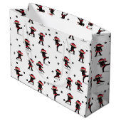 Niedliches Ninja Warrior Kids Black & Red Pattern Große Geschenktüte (Rückseite Schrägansicht)