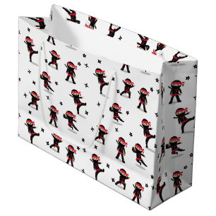 Niedliches Ninja Warrior Kids Black & Red Pattern Große Geschenktüte