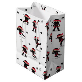 Niedliches Ninja Warrior Kids Black & Red Pattern Mittlere Geschenktüte