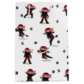 Niedliches Ninja Warrior Kids Black & Red Pattern Mittlere Geschenktüte (Vorderseite)