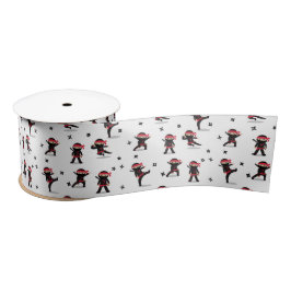 Niedliches Ninja Warrior Kids Black & Red Pattern Satinband