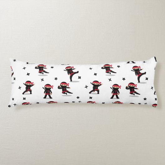 Niedliches Ninja Warrior Kids Black & Red Pattern Seitenschläferkissen (Vorderseite)