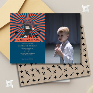Niedliches Ninja Warrior Kindergeburtstag Foto Einladung