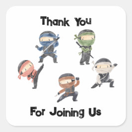 Niedliches Ninja Warrior Kindergeburtstag Gastgesc Quadratischer Aufkleber