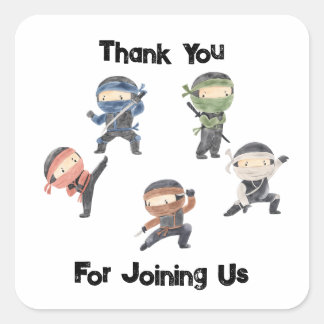 Niedliches Ninja Warrior Kindergeburtstag Gastgesc Quadratischer Aufkleber