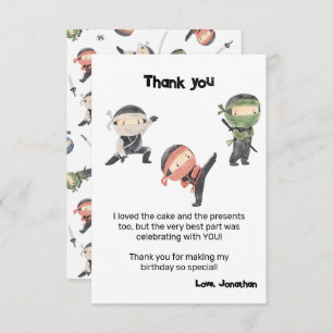 Niedliches Ninja Warrior Kindergeburtstag Party Dankeskarte