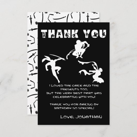 Niedliches Ninja Warrior Kindergeburtstag Party Dankeskarte (Vorne/Hinten)