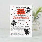 Niedliches Ninja Warrior Kindergeburtstag Party Einladung (Stehend Vorderseite)