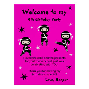 Niedliches Ninja Warriors Kids Bday Party Begrüßun Poster