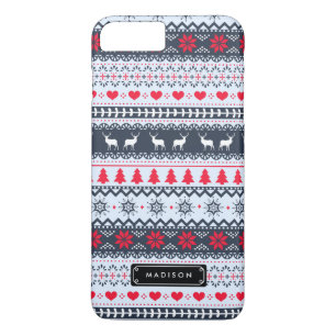 Niedliches Nordic Folk Holidays Navy Red Muster Cu Case-Mate iPhone Hülle