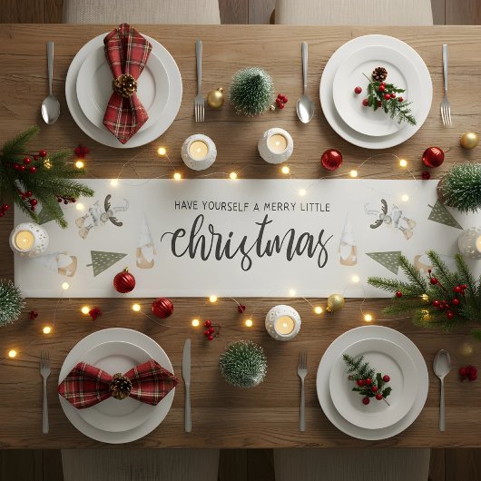 Niedliches Nordic Gnom Weihnachten Kurzer Tischläufer