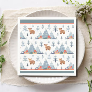 Niedliches Nordic Holiday Bear Muster Serviette