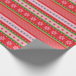 Niedliches nordisches Sweatmuster rosa grün Geschenkpapier