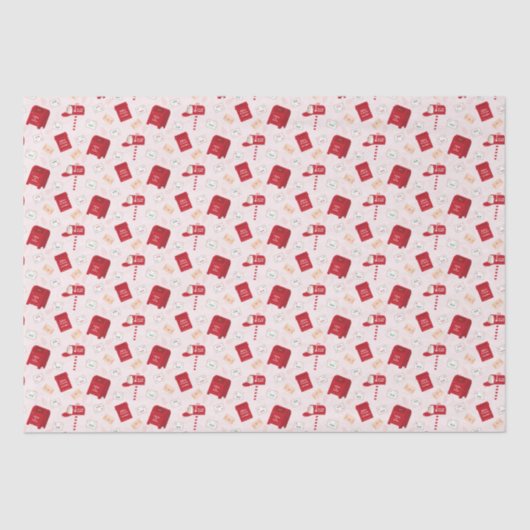 Niedliches North Pole Mail Weihnachtsmuster Seidenpapier (Vorderseite)