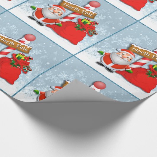 Niedliches North Pole Santa Wrapping Geschenkpapier (Ecke)