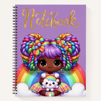 Niedliches Notebook/Adorable Rainbow chibi Girl Notizblock