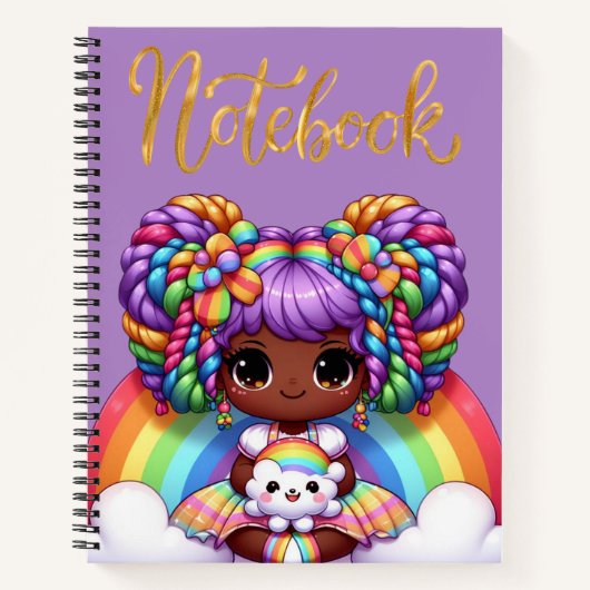 Niedliches Notebook/Adorable Rainbow chibi Girl Notizblock (Vorderseite)