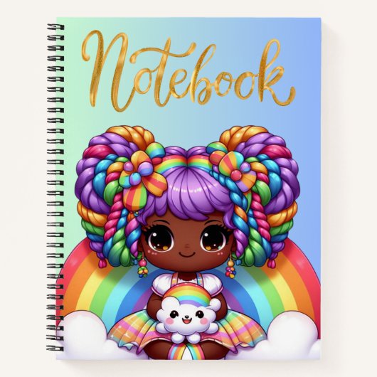 Niedliches Notebook/Adorable Rainbow chibi Girl Notizblock (Vorderseite)