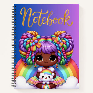 Niedliches Notebook/Adorable Rainbow chibi Girl Notizblock