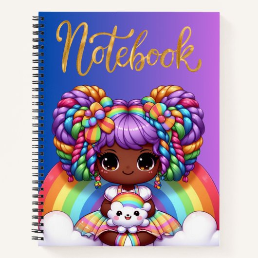 Niedliches Notebook/Adorable Rainbow chibi Girl Notizblock (Vorderseite)
