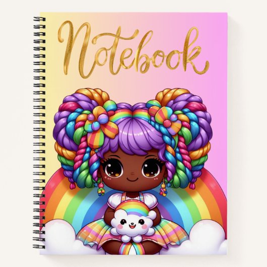 Niedliches Notebook/Adorable Rainbow chibi Girl Notizblock (Vorderseite)