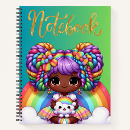 Niedliches Notebook/Adorable Rainbow chibi Girl Notizblock