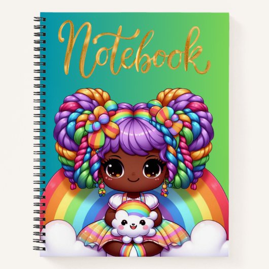 Niedliches Notebook/Adorable Rainbow chibi Girl Notizblock (Vorderseite)