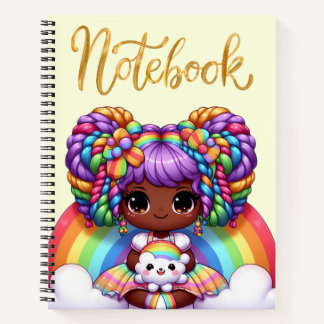 Niedliches Notebook/Adorable Rainbow chibi Girl Notizblock
