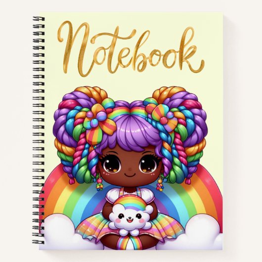 Niedliches Notebook/Adorable Rainbow chibi Girl Notizblock (Vorderseite)