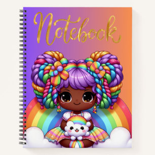 Niedliches Notebook/Adorable Rainbow chibi Girl Notizblock
