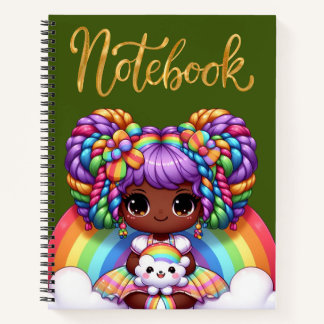 Niedliches Notebook/Adorable Rainbow chibi Girl Notizblock