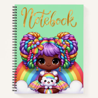 Niedliches Notebook/Adorable Rainbow chibi Girl Notizblock