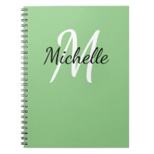 Niedliches Notebook mit  Monogramm in Weiß und Grü