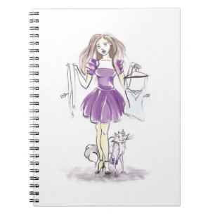 Niedliches Notizbuch-Mode-Mädchen-und Notizblock