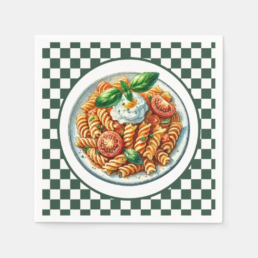 Niedliches Nudelgericht Serviette (Vorderseite)