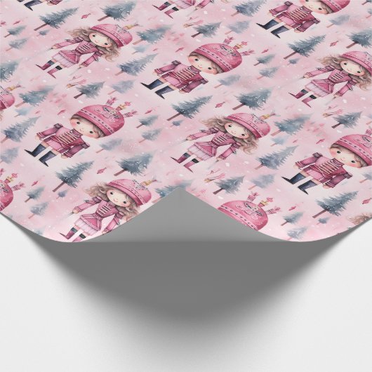 Niedliches Nutcracker Weihnachtsmuster Geschenkpapier (Ecke)