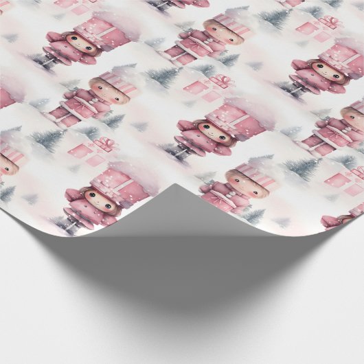 Niedliches Nutcracker Weihnachtsmuster Geschenkpapier (Ecke)