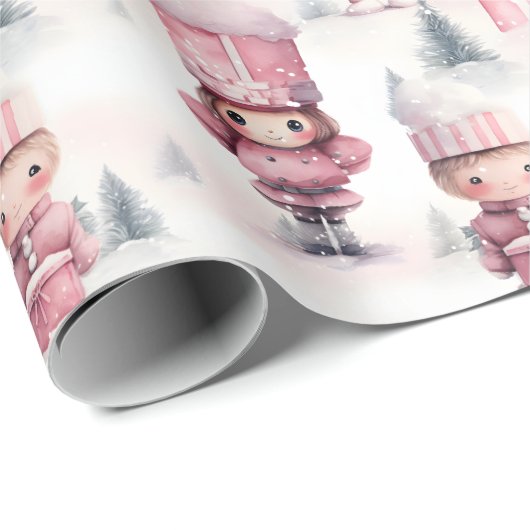 Niedliches Nutcracker Weihnachtsmuster Geschenkpapier (Rolleneckpunkt)