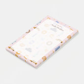 Niedliches NYC-Muster, rosa individuelle Name Post-it Klebezettel (angewinkelt)