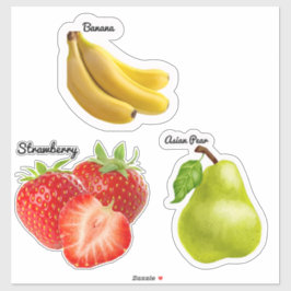 Niedliches Obst Groß, 8 Zoll x 8 Zoll Vinyl Sticke Aufkleber