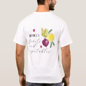 Niedliches Obst und Gemüse Mit Monogramm T-Shirt (Rückseite)