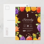 Niedliches Obst zum Geburtstag Einladung Postkarte (Vorne/Hinten)