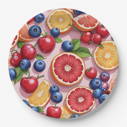 Niedliches Obstthema fruchtige Teller (Vorderseite)