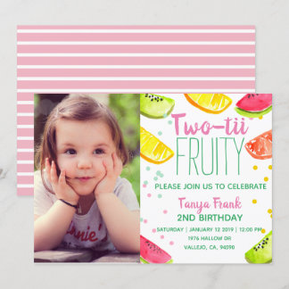 Niedliches Obstthema Kind 2. Geburtstag Party eing Einladung
