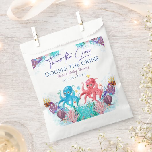 Niedliches Ocean Twin Octopus Baby Show Party Geschenktütchen (Ausgeschnitten)